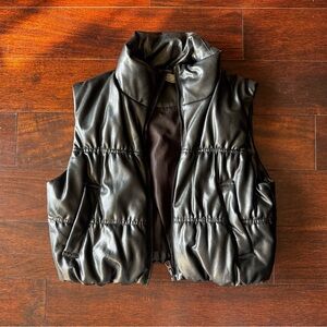 H&M Vegan Leather Black Puffer Vest / XS